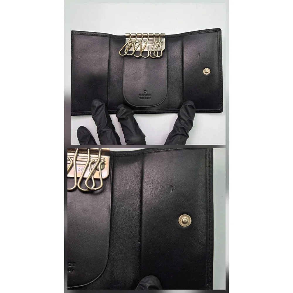 Gucci Black GG Monogram Canvas 6 Ring Key Case Wallet 033-0416-0859 Box Included
